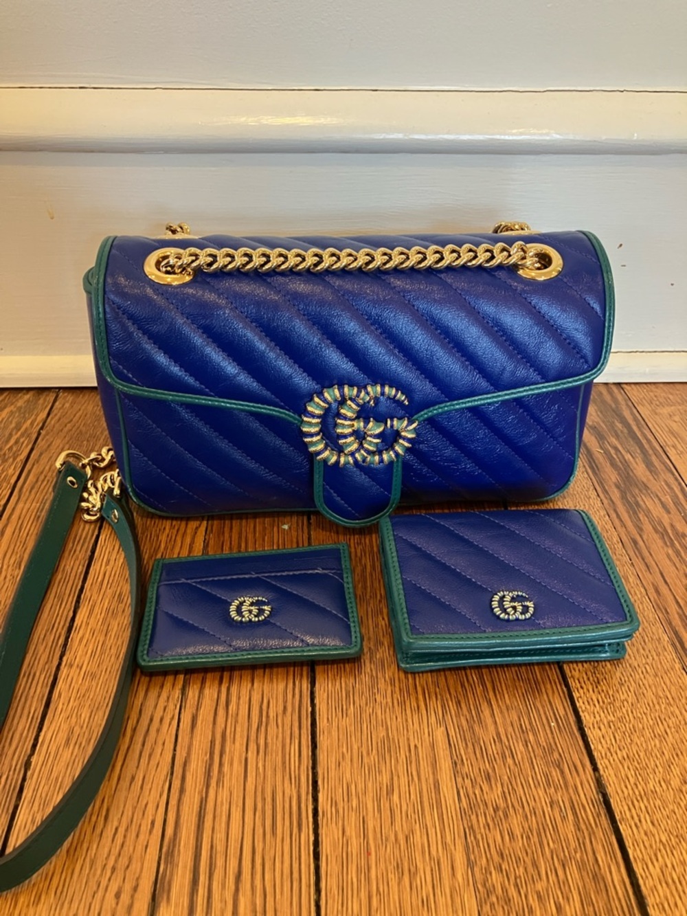 Gucci GG Marmont Leather Shoulder Bag, Card Case, and Card Wallet